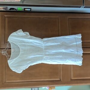 Merona White Textured Dress With Romantic Lace Detailing